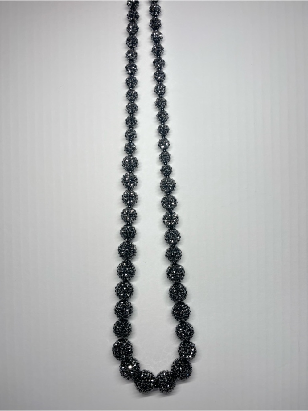 Kenneth Jay Lane KJL - Jet Black Pave Bead Graduated Necklace 36"
